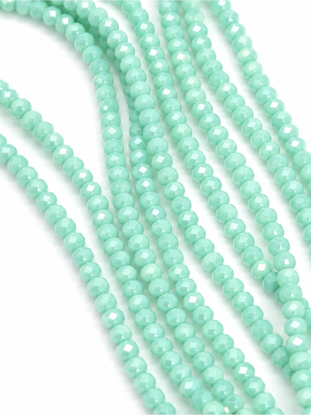 Mint Green 3mm Faceted Glass Bead Strand | Approx 103 Beads